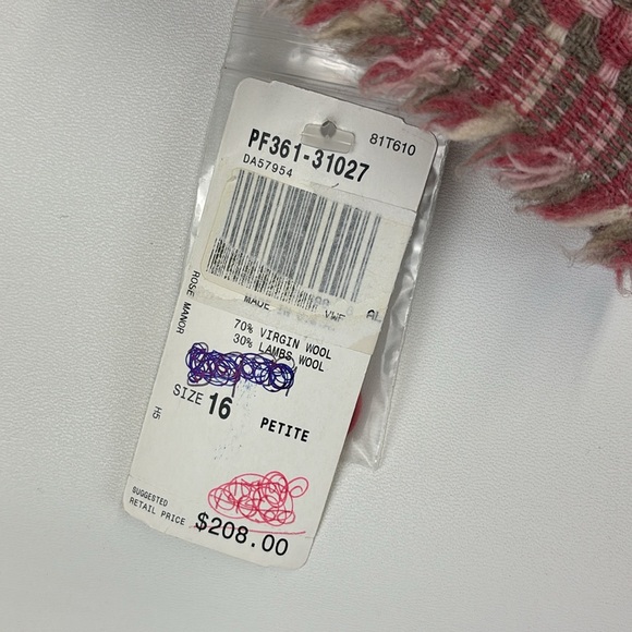 PENDLETON Vintage Pink Plaid Virgin Wool Cropped Blazer Jacket Size 16 - Picture 3 of 5